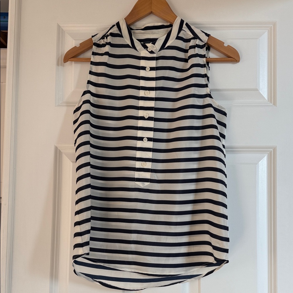 J. Crew Black and White Striped Sleeveless Top